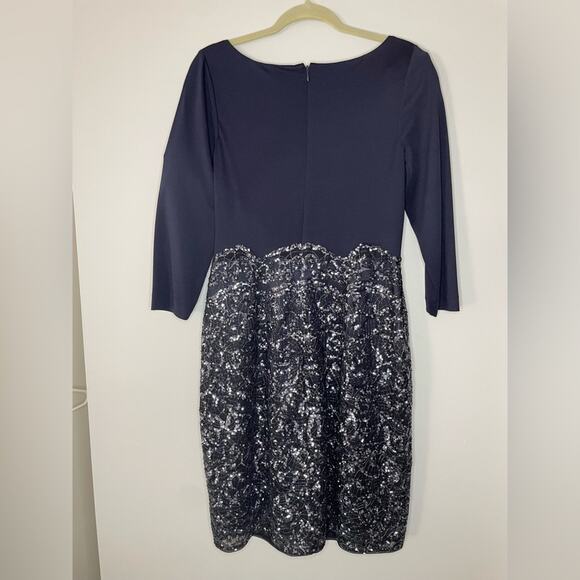 Kay Unger Sequin Stretch Empire Dress Size 12 - Picture 4 of 7